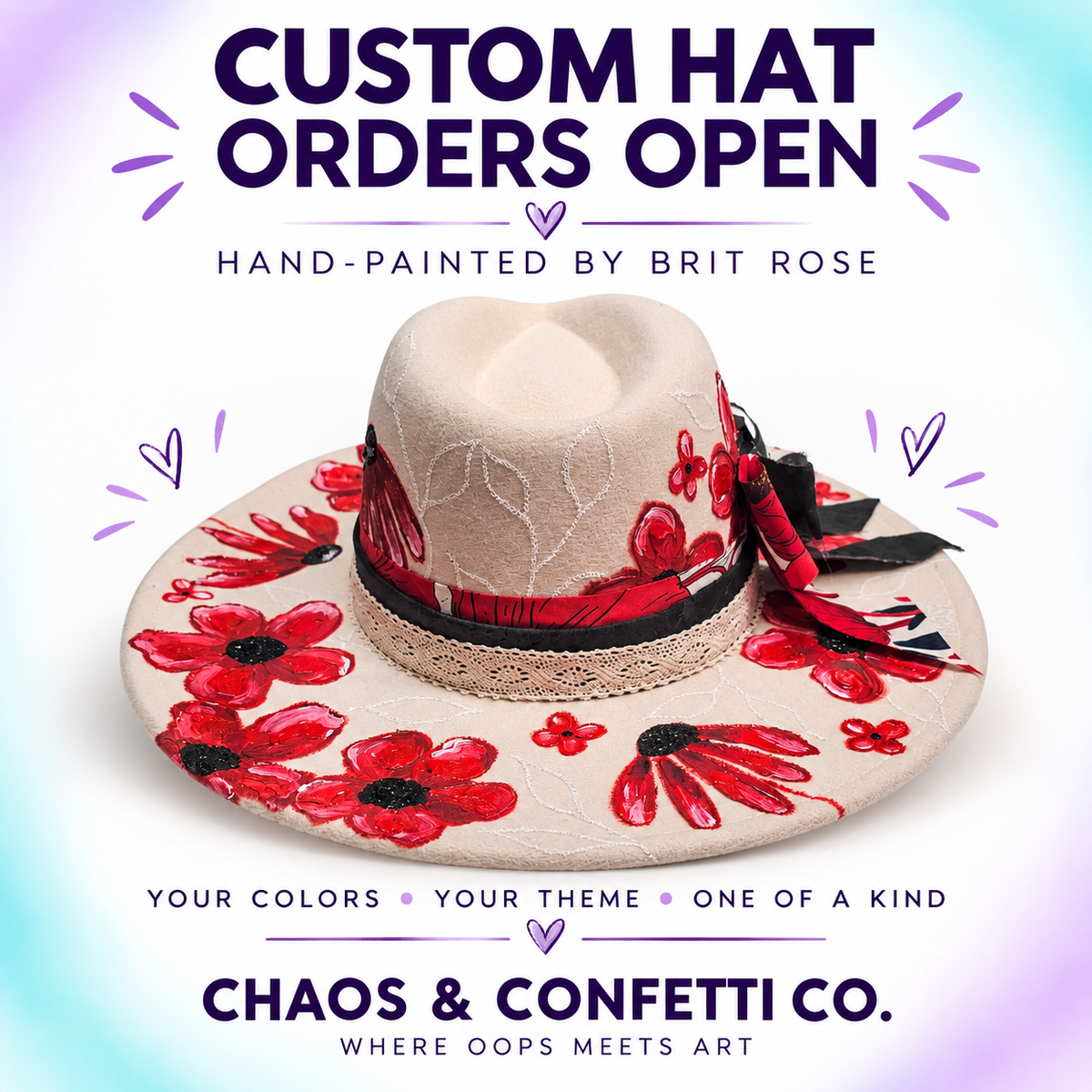 Custom Painted Hats by Brit Rose