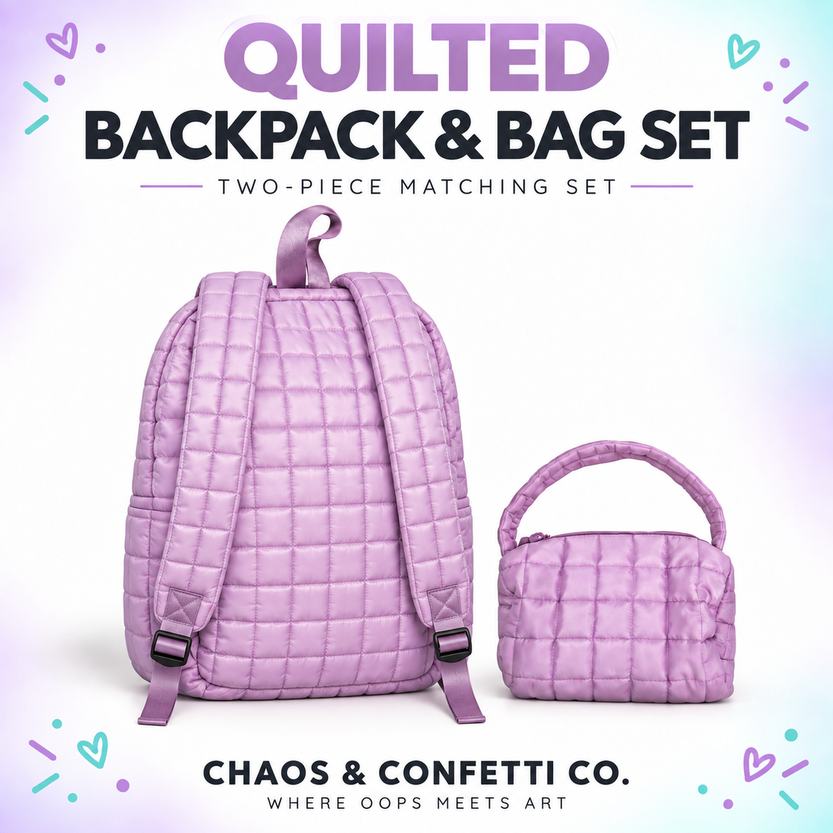 Quilted Backpack & Bag Set